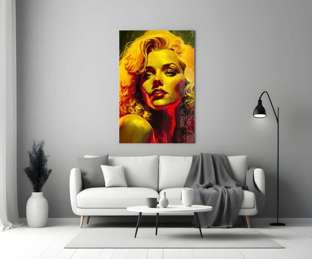 Pop Art Glamour Starlet Glass Wall Art || Designer Collection