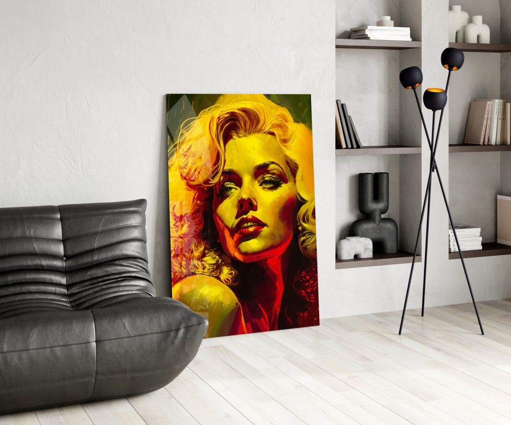 Pop Art Glamour Starlet Glass Wall Art || Designer Collection