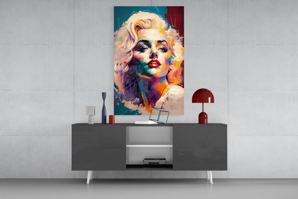Pop Art Glamour Starlet Glass Wall Art || Designer Collection