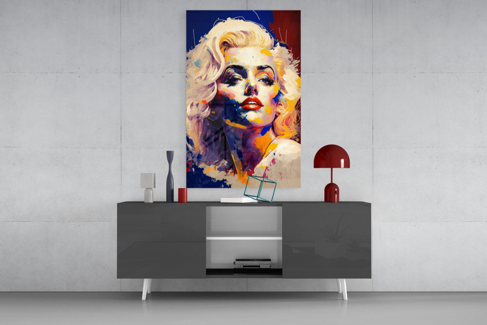 Pop Art Glamour Starlet Glass Wall Art || Designer Collection