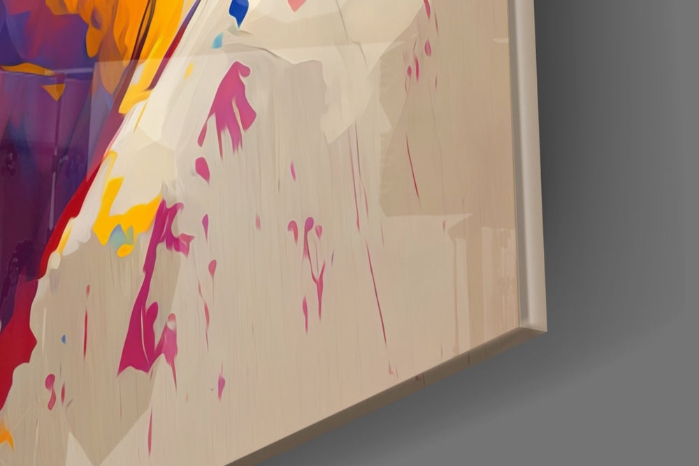 Starlet artwork anchoring a wall with lapis-and-saffron palette
