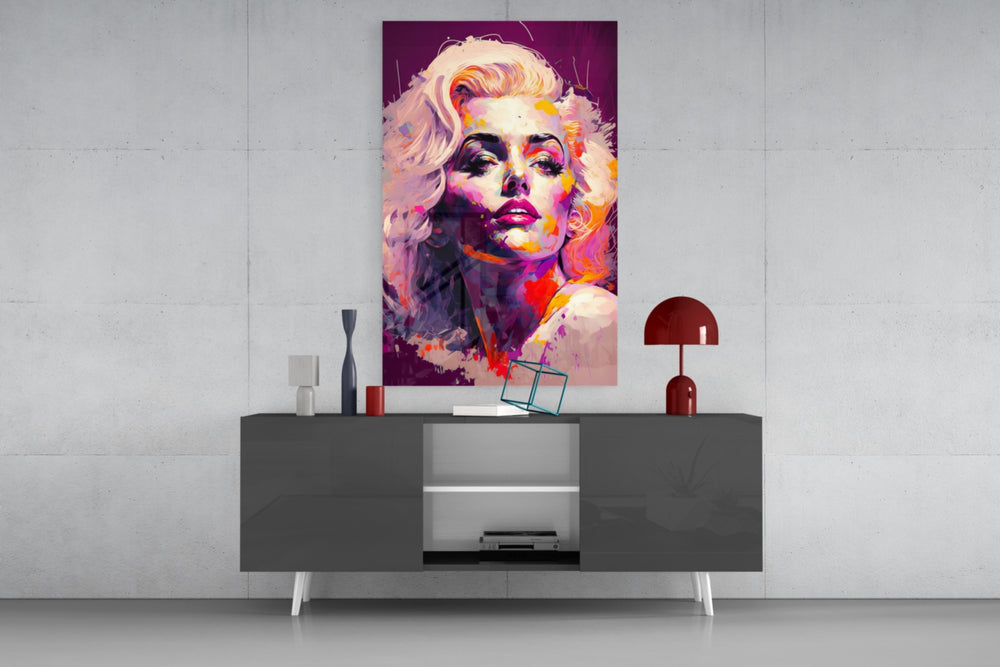 Pop Art Glamour Starlet Glass Wall Art || Designer Collection