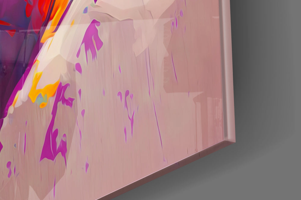 Starlet artwork anchoring a wall with magenta-and-aubergine palette
