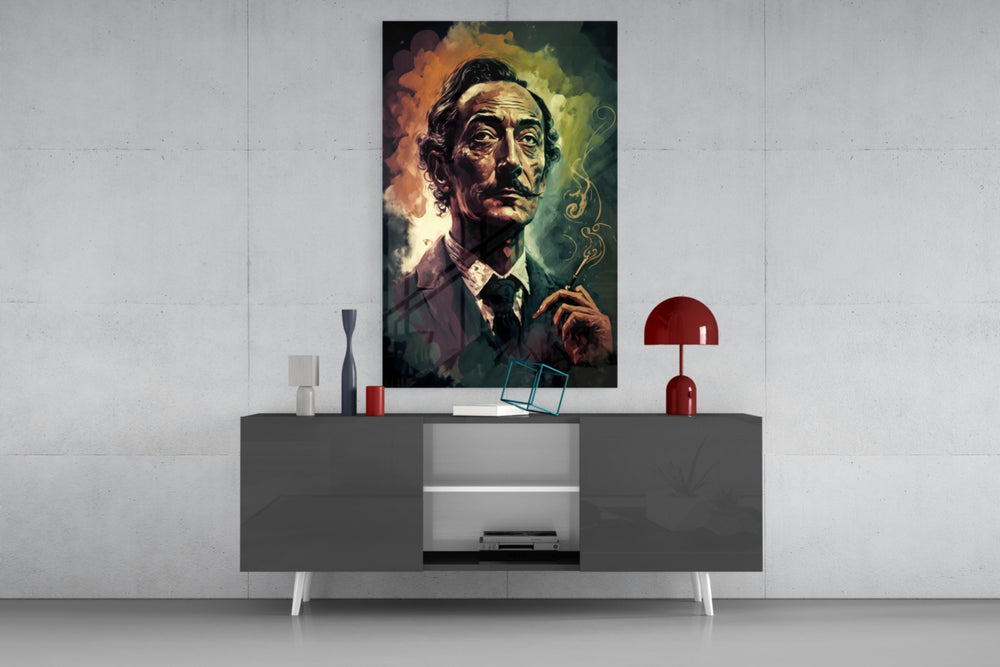 Dali panel catching lamp light to reveal its maestro presence