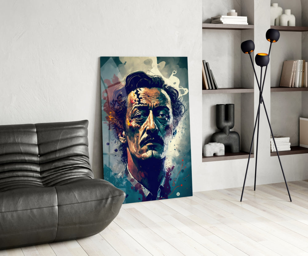 Dali panel adding editorial drama to a reading nook