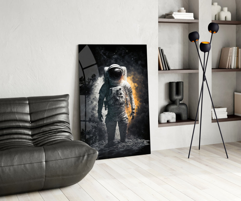 Astronaut panel adding launch-day pulse to a reading nook