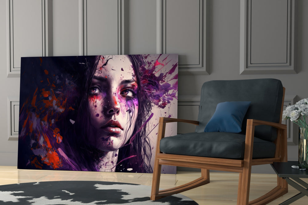 Beauty of a Sadness glass print enhancing a hallway with introspective palette