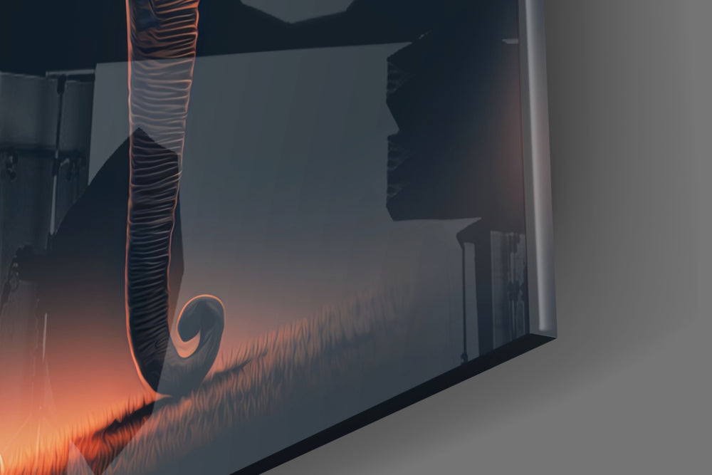 Wildlife artwork anchoring a wall with onyx-and-teal palette