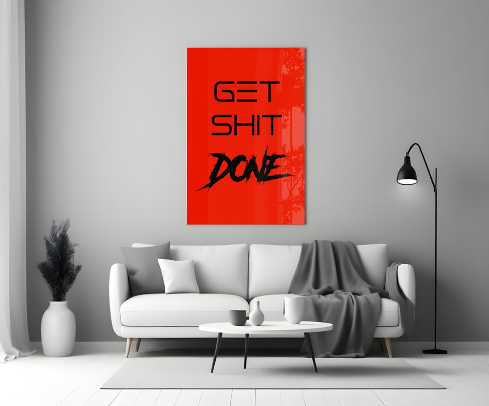 Get Shit Done close-up showing thin sans-serif over brushy splatter "Done"
