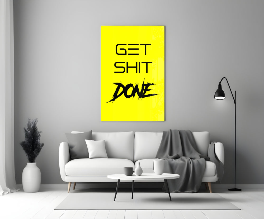Get Shit Done close-up showing thin sans-serif over brushy splatter "Done"