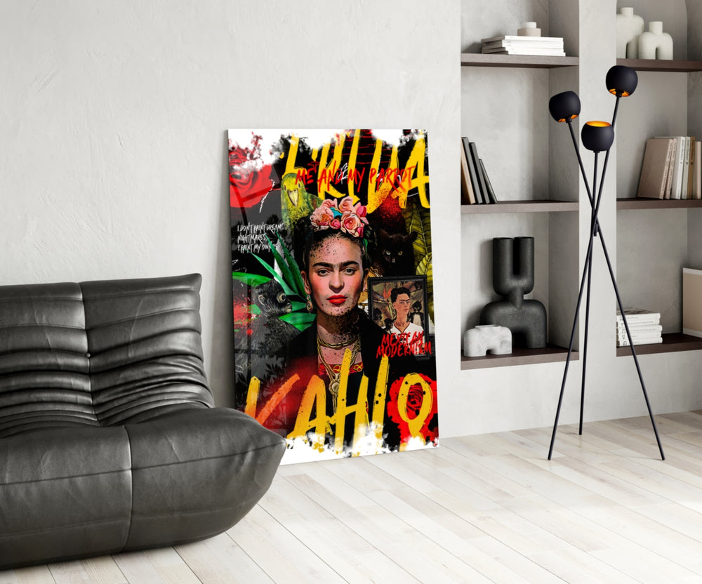 Frida panel adding editorial bravado to a vanity wall