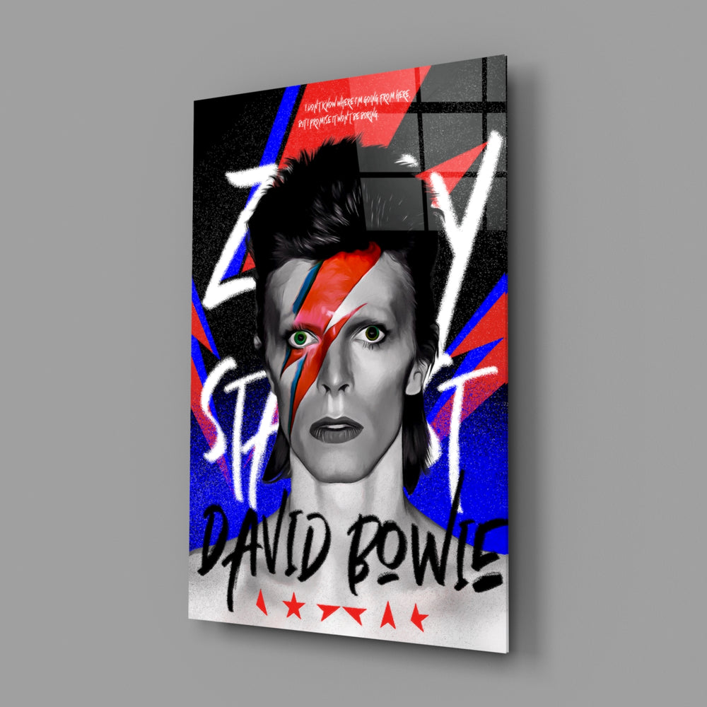 Glam-rock-poster panel bringing theatrical pulse to a contemporary teen lounge