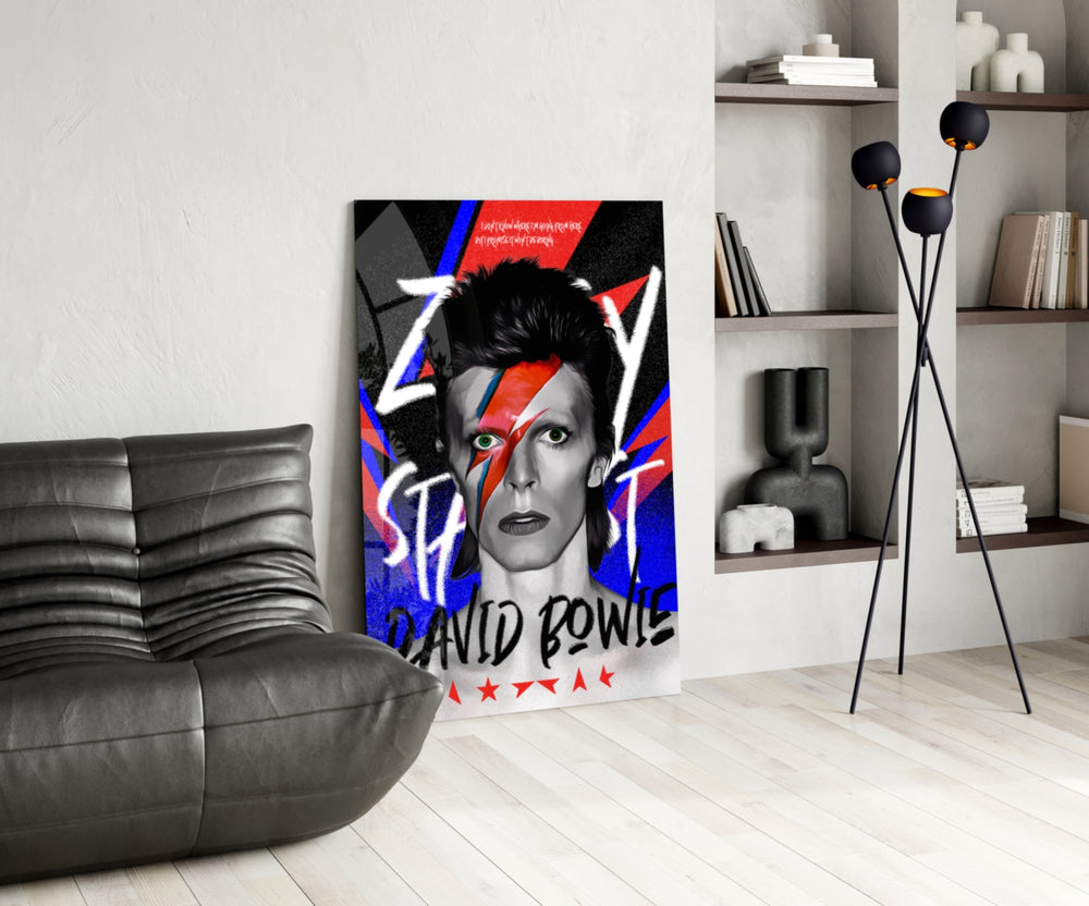 Bowie panel adding editorial drama to a workshop wall