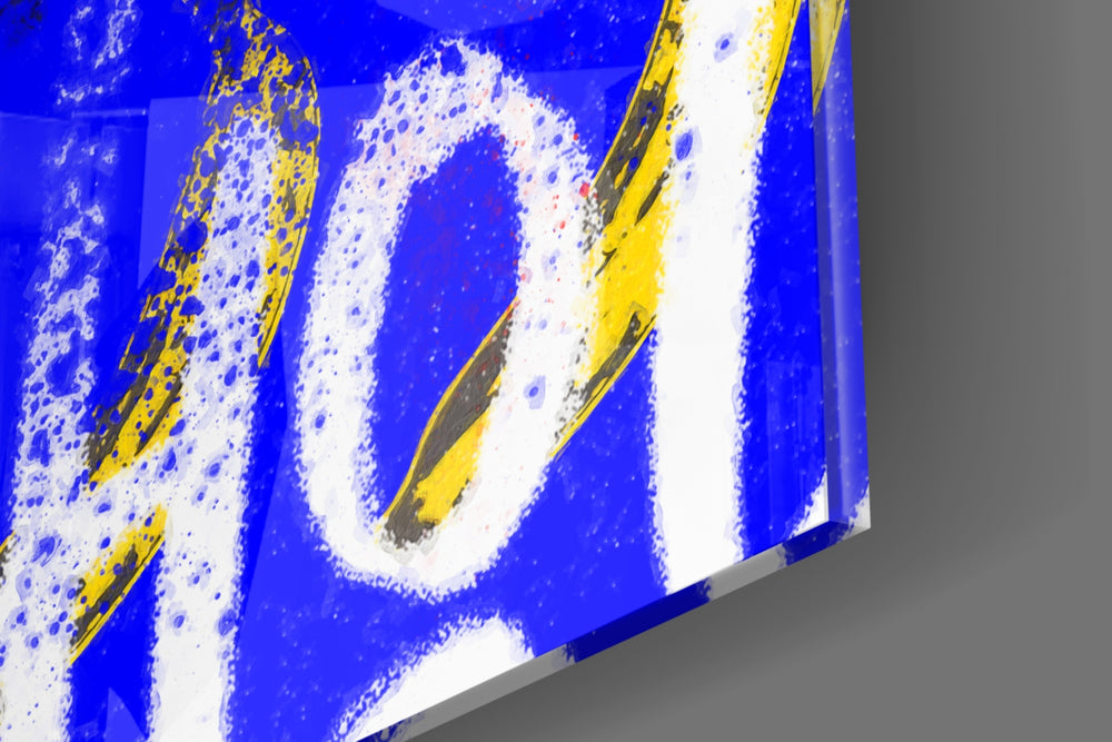 Factory-icon artwork anchoring a wall with ultramarine-and-banana palette
