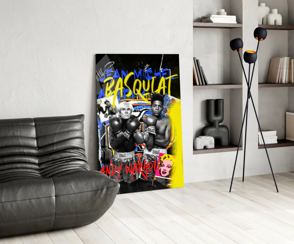 Boxing-poster panel adding editorial drama to a games corner