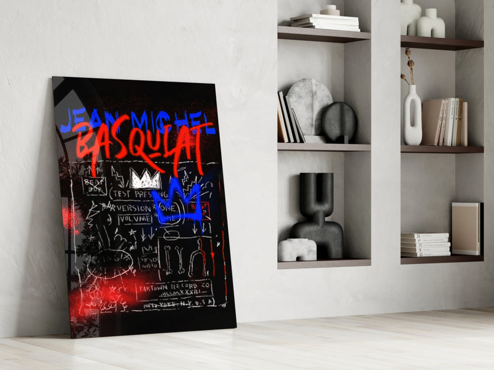 Neo-Expressionist Crown Graffiti Glass Wall Art || Designer Collection