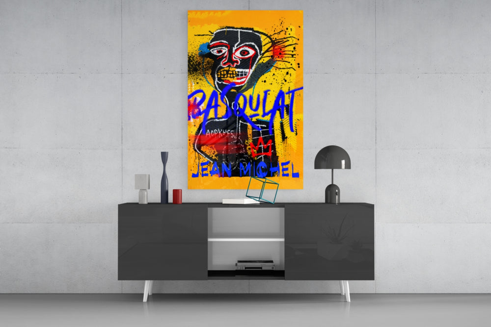 Neo-Expressionist Crown Graffiti Glass Wall Art || Designer Collection