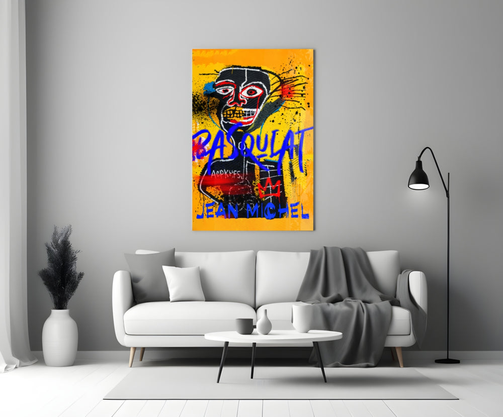 Neo-Expressionist Crown Graffiti Glass Wall Art || Designer Collection