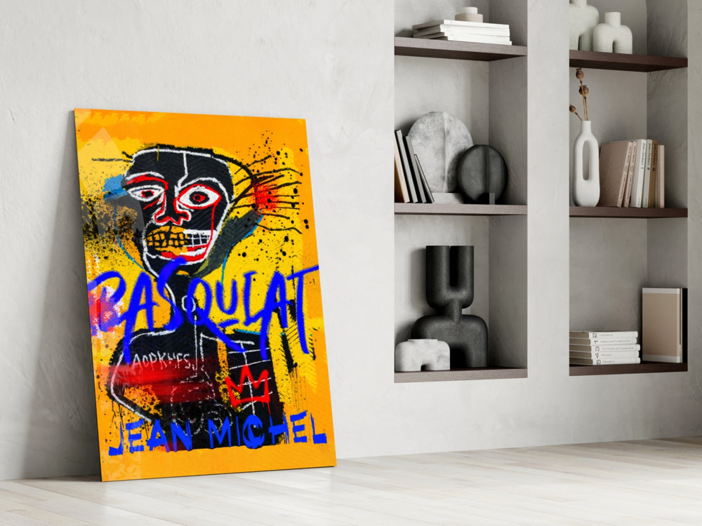 Neo-Expressionist Crown Graffiti Glass Wall Art || Designer Collection