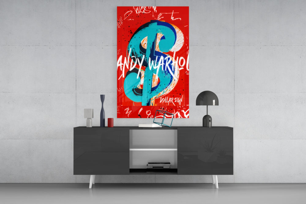 Pop Art Dollar Sign Portrait Glass Wall Art || Designer Collection