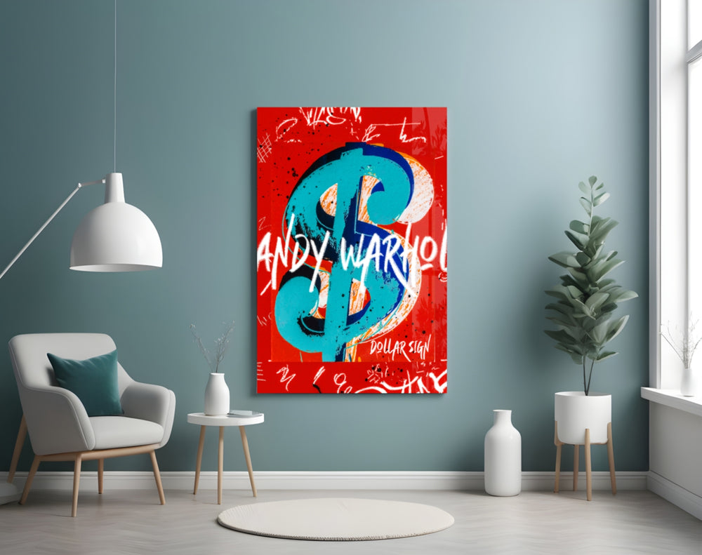 Pop Art Dollar Sign Portrait Glass Wall Art || Designer Collection