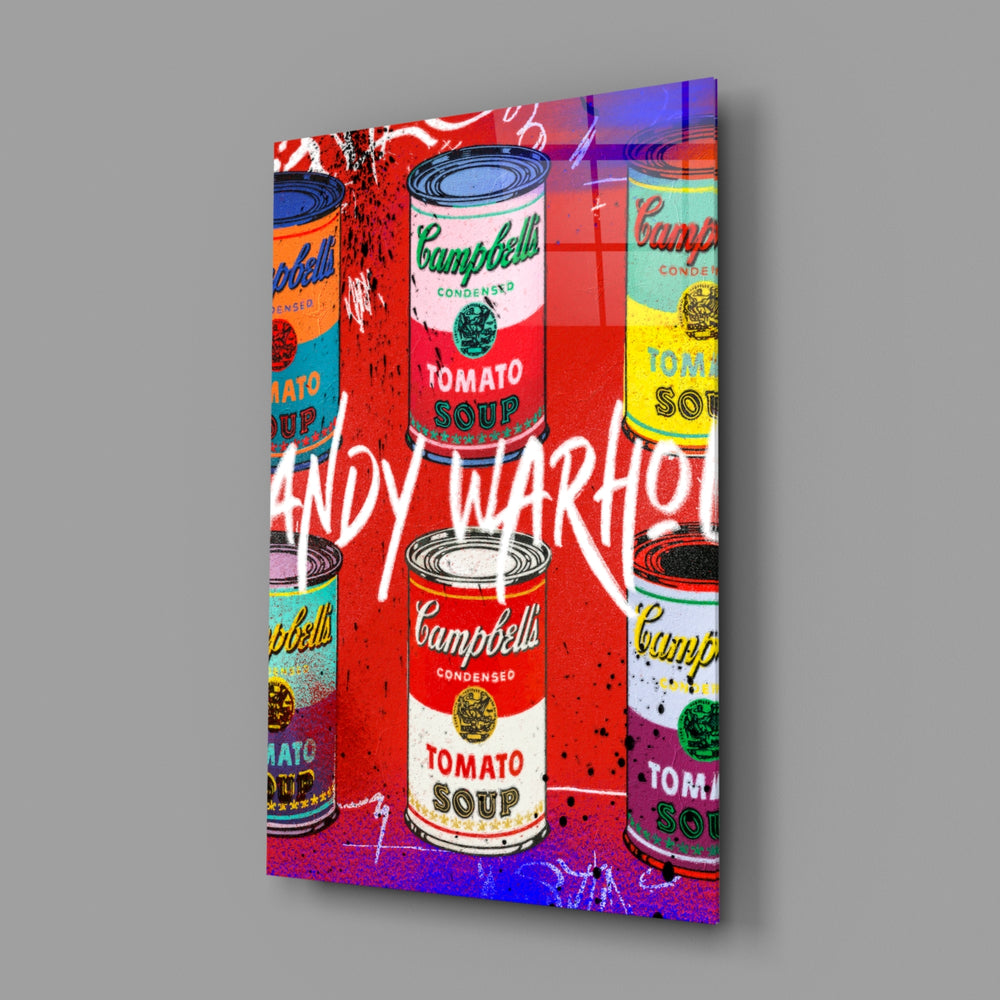Pop-art-tribute panel bringing kitchen-icon swagger to a contemporary dining room