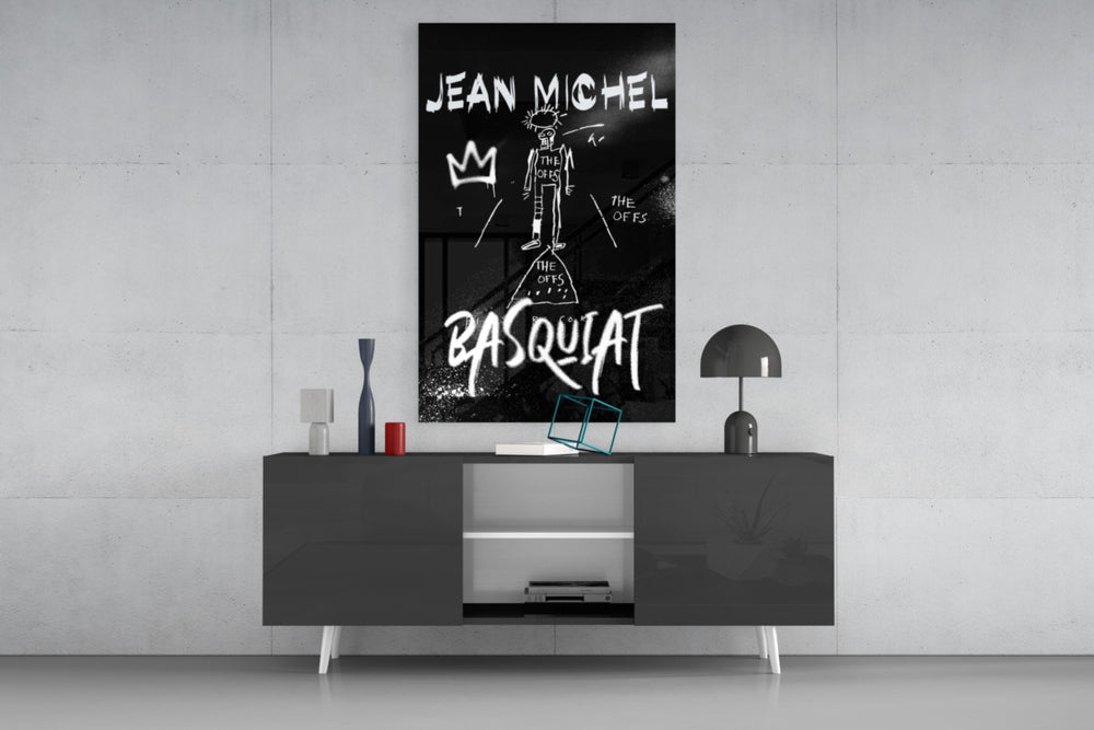Neo-Expressionist Crown Graffiti Glass Wall Art || Designer Collection