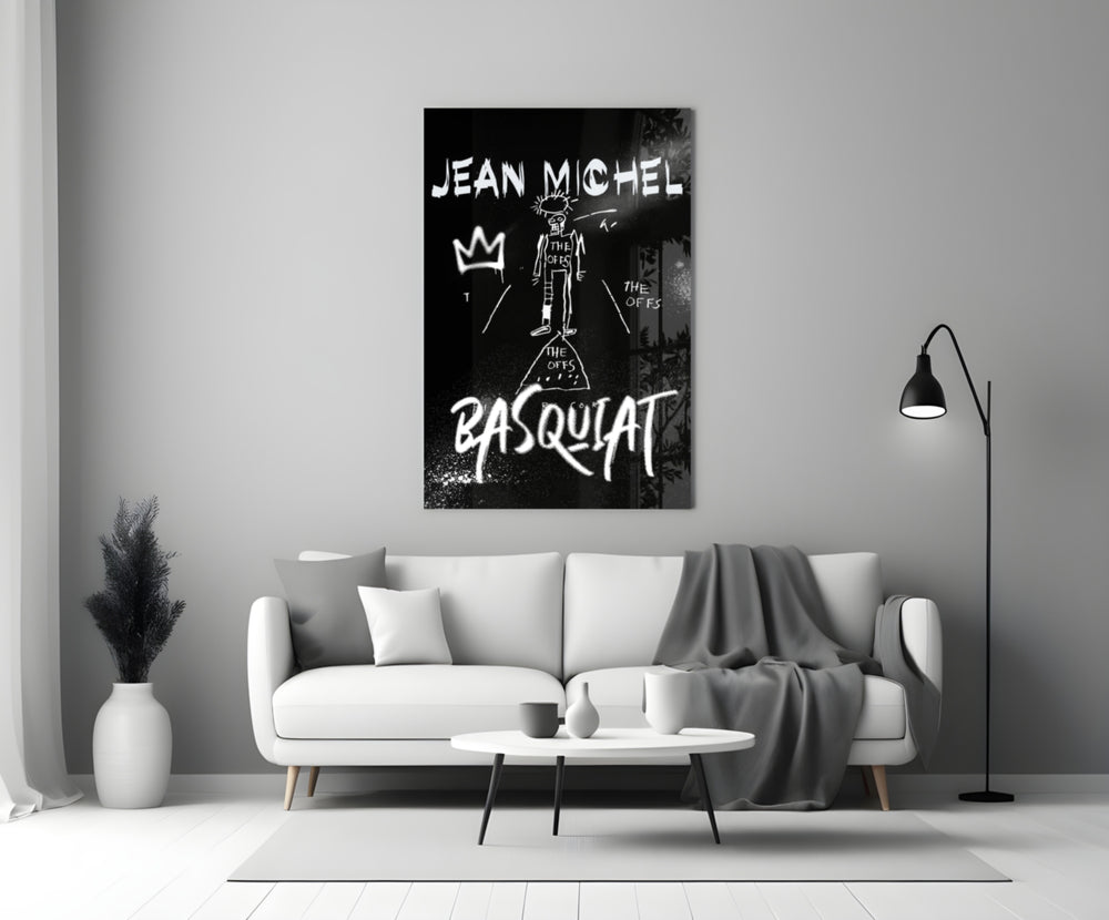 Neo-Expressionist Crown Graffiti Glass Wall Art || Designer Collection