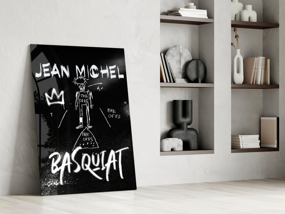 Neo-Expressionist Crown Graffiti Glass Wall Art || Designer Collection