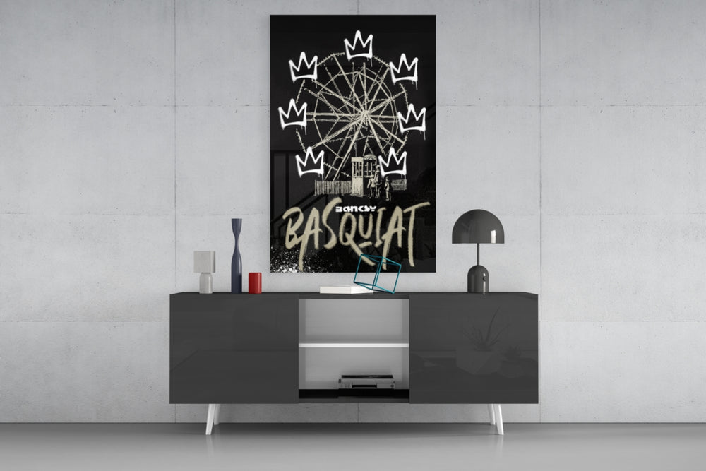 Street Stencil Meets Neo-Expressionist Glass Wall Art || Designer Collection