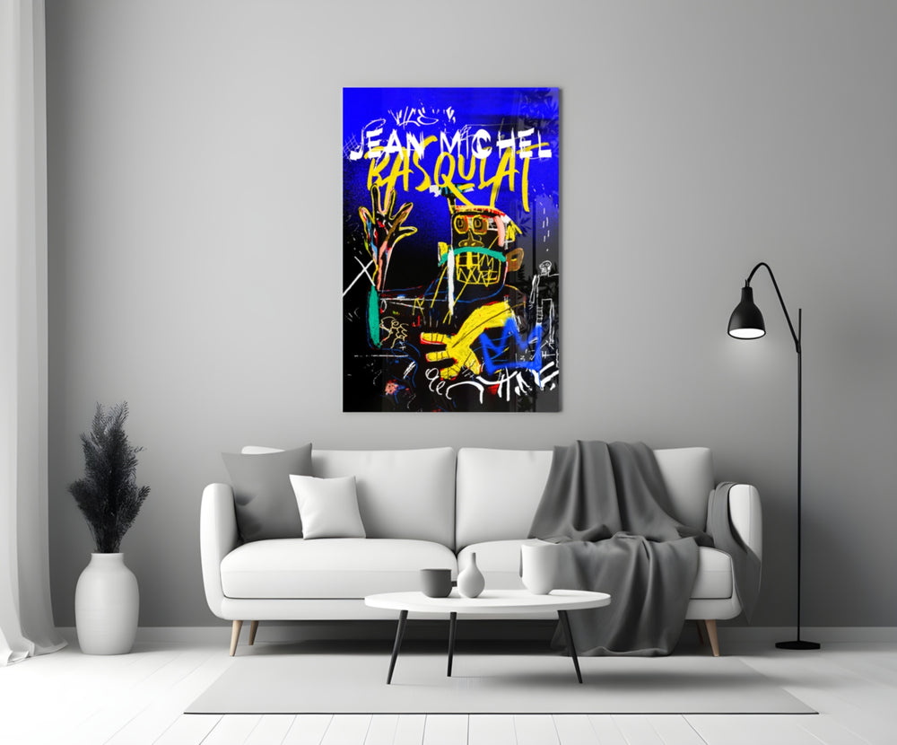 Neo-Expressionist Crown Graffiti Glass Wall Art || Designer Collection
