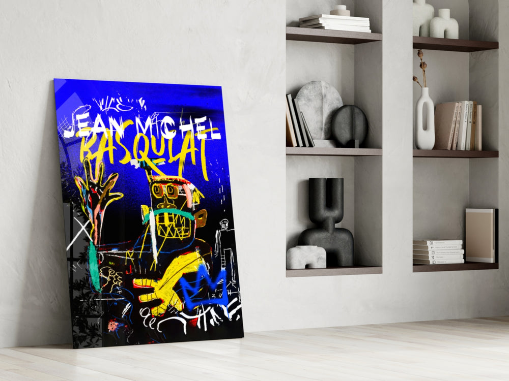 Neo-Expressionist Crown Graffiti Glass Wall Art || Designer Collection