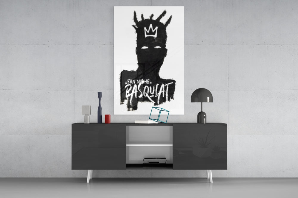Neo-Expressionist Crown Graffiti Glass Wall Art || Designer Collection