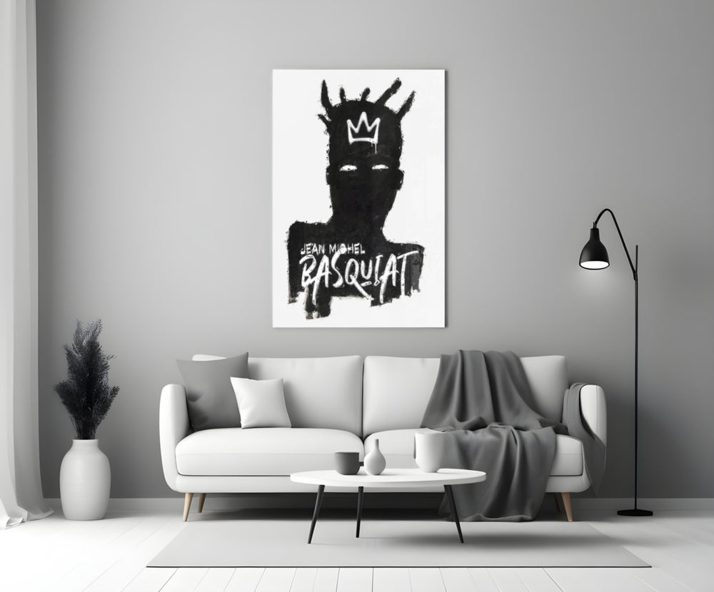 Neo-Expressionist Crown Graffiti Glass Wall Art || Designer Collection