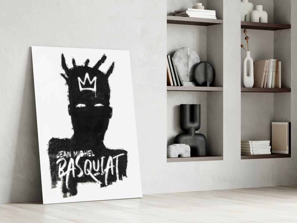 Neo-Expressionist Crown Graffiti Glass Wall Art || Designer Collection