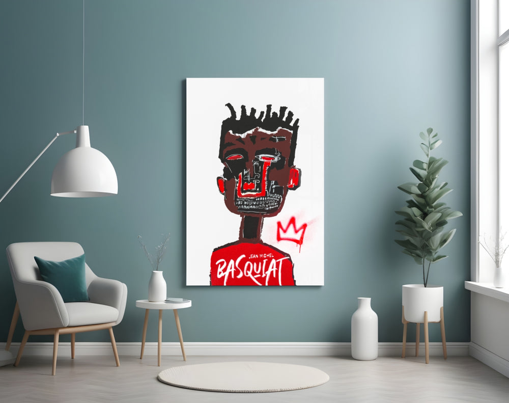 Neo-Expressionist Crown Graffiti Glass Wall Art || Designer Collection