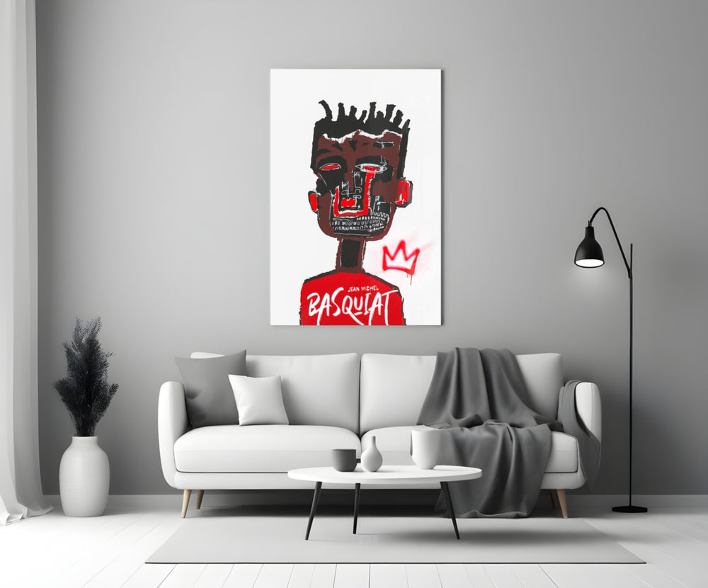 Neo-Expressionist Crown Graffiti Glass Wall Art || Designer Collection
