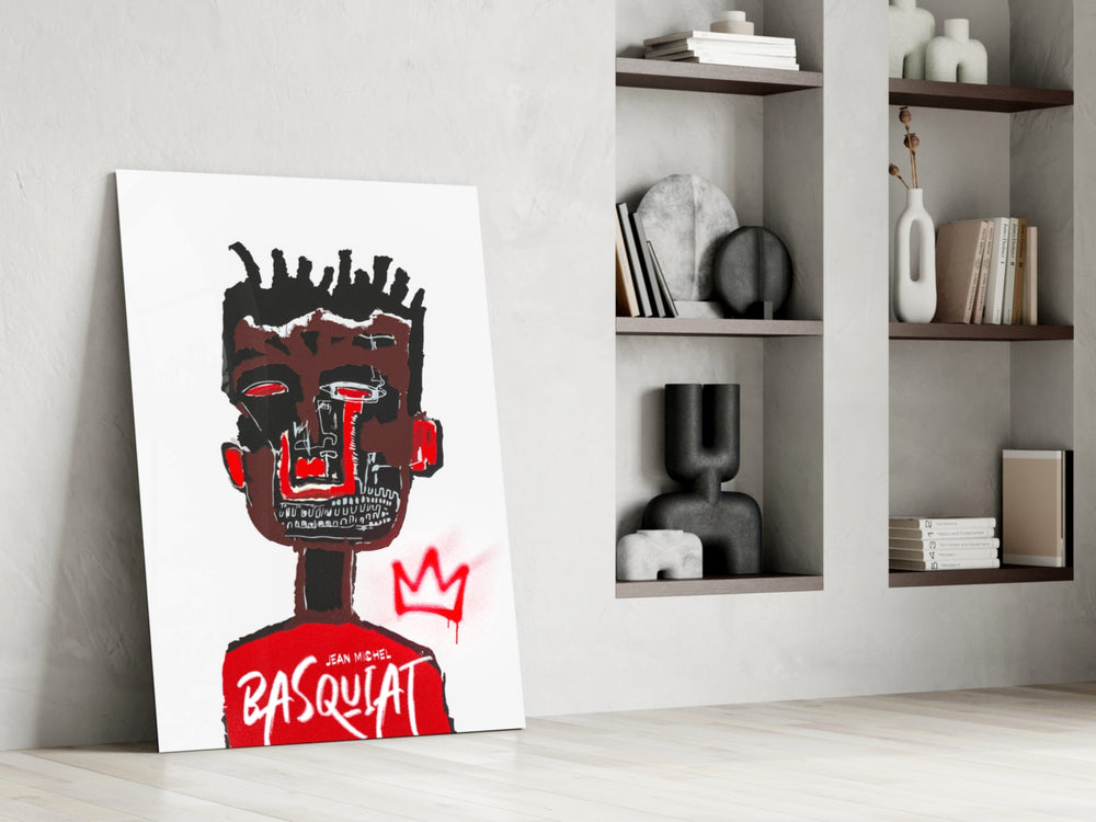 Neo-Expressionist Crown Graffiti Glass Wall Art || Designer Collection