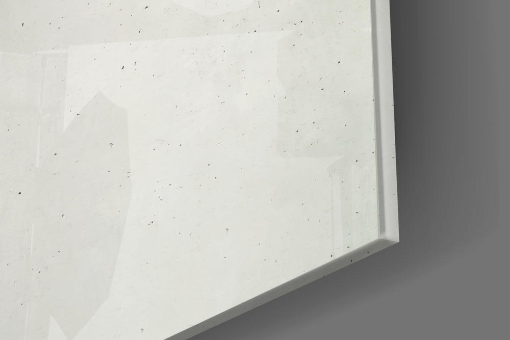 Typographic artwork anchoring a desk wall with scarlet-and-cream palette