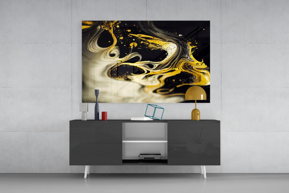 Golden Splash panel catching lamp light to reveal its molten elegance