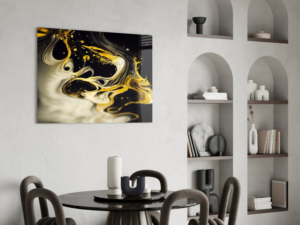 Golden Splash panel adding editorial drama to a hallway