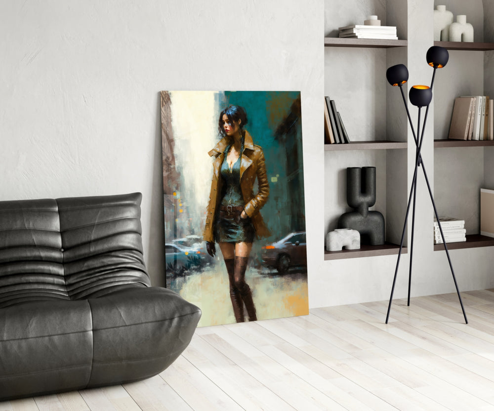 Pose Womanly panel adding editorial pulse to a salon mirror wall