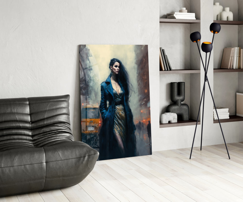 Stand Womanly panel adding editorial pulse to a salon mirror wall