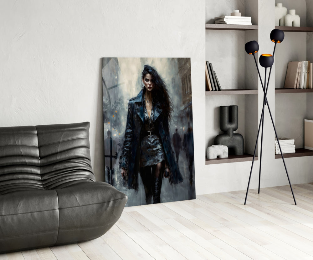 Walk Womanly panel adding editorial pulse to a salon mirror wall