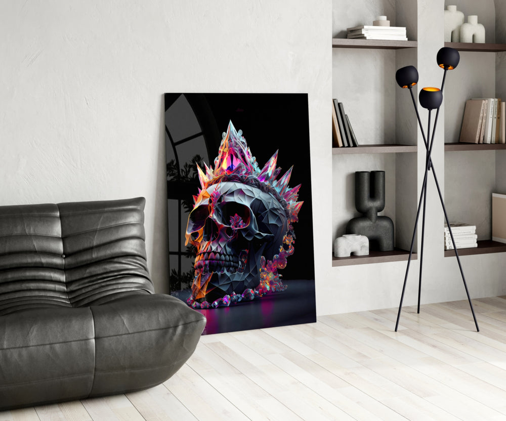 Diamond Skull panel adding editorial drama to a teen lounge wall