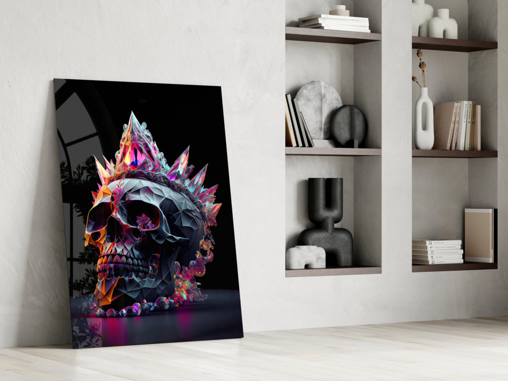 Diamond Skull glass print enhancing a hallway with statement palette