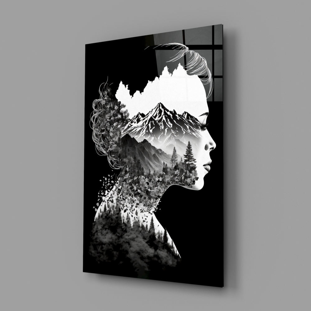 Double-exposure panel bringing meditative hush to a contemporary reading nook