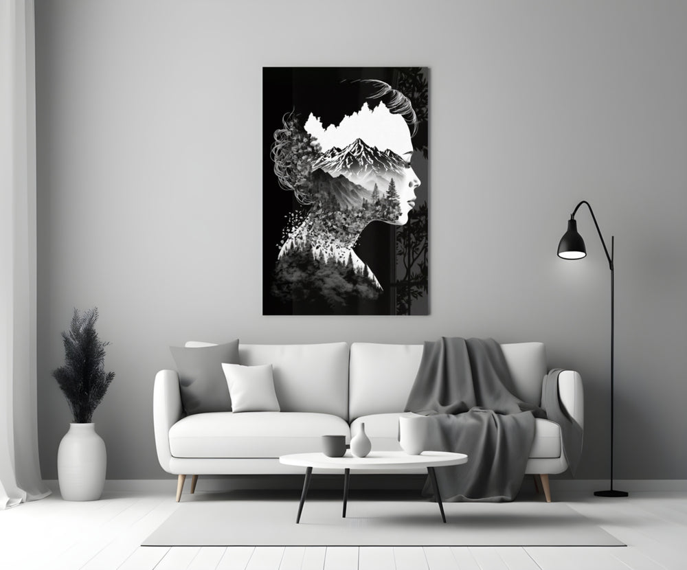 Forest in my Mind close-up showing mountain valley layered inside silhouette