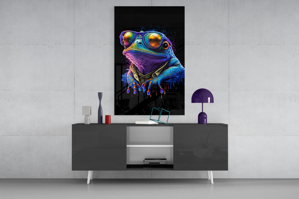 Cool Frog panel catching lamp light to reveal its electric pulse