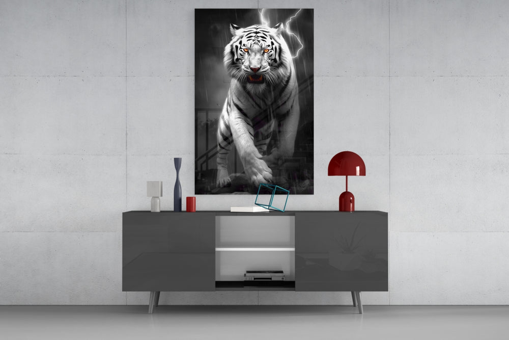 Tiger's Wrath panel catching lamp light to reveal its predatory pulse